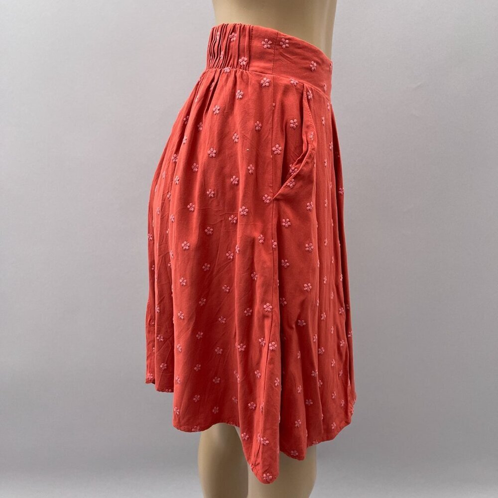Torrid Embroidered Coral Orange Floral Circle Skirt Elastic Pockets Lined 00 M/L - Picture 10 of 10